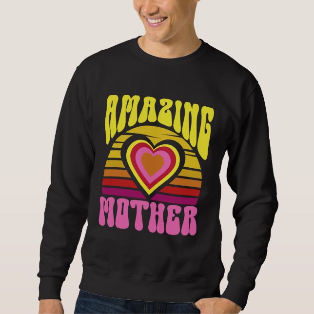 Amazing Mother Cute Sunset Hearts Mother s Day Ret Sweatshirt (Front)