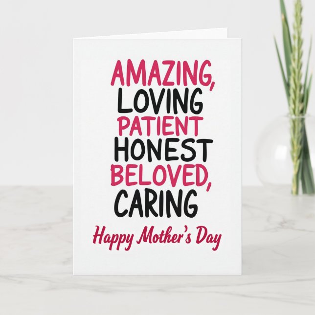 Amazing Mothers Day Type Card (Front)