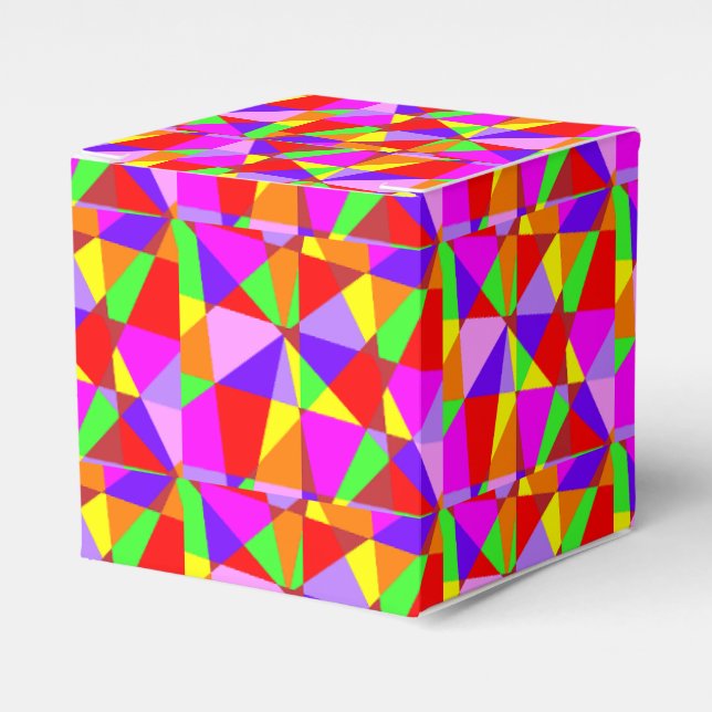 Amazing Multi Colored Shapes Pattern Modern Class Favor Boxes (Front Side)