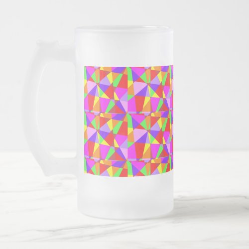 Amazing Multi Colored Shapes Pattern Modern Class Frosted Glass Beer Mug