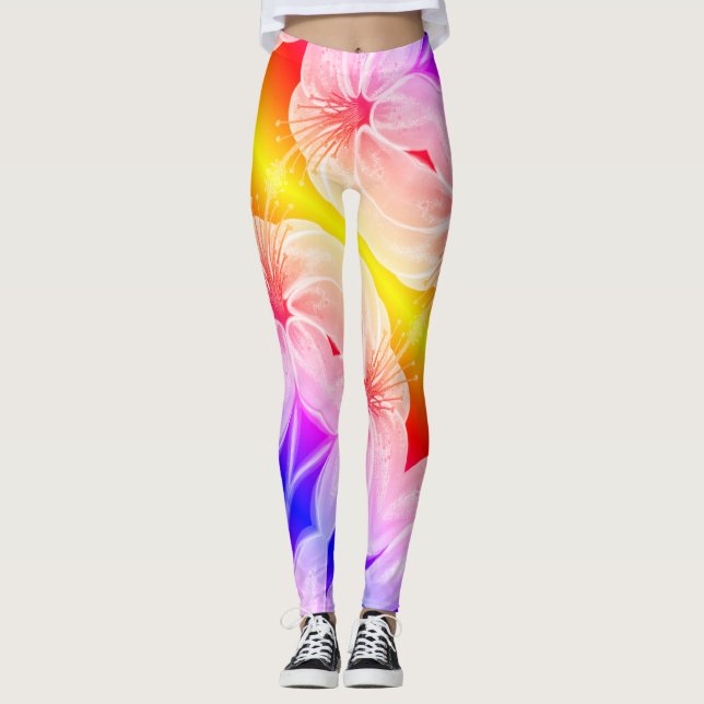 Amazing multicolored lily flower leggings (Front)
