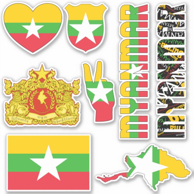 Amazing Myanmar Shapes National Symbols Sticker (Front)