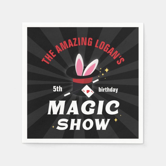Amazing Name Magician Birthday, Any Age Party Napkins (Front)