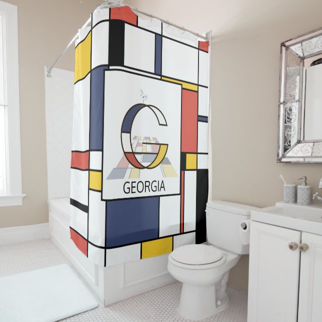 Amazing Neoplasticism Art Monogram. Letter G Shower Curtain (In Situ)