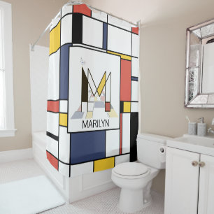 Amazing Neoplasticism Art Monogram. Letter M Shower Curtain