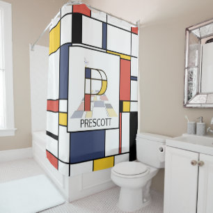 Amazing Neoplasticism Art Monogram. Letter P Shower Curtain