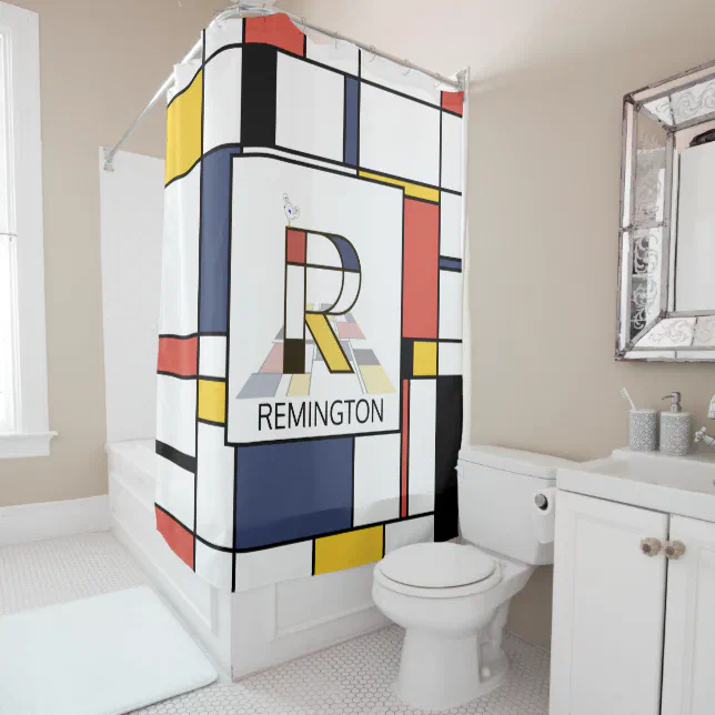 Amazing Neoplasticism Art Monogram. Letter R Shower Curtain | Zazzle