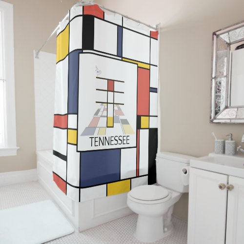 Amazing Neoplasticism Art Monogram Letter T Shower Curtain