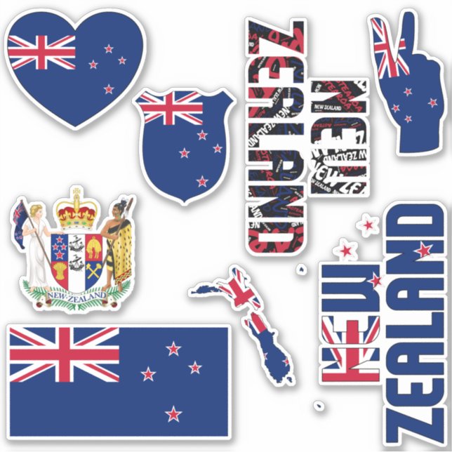 Amazing New Zealand Shapes National Symbols Sticker (Front)