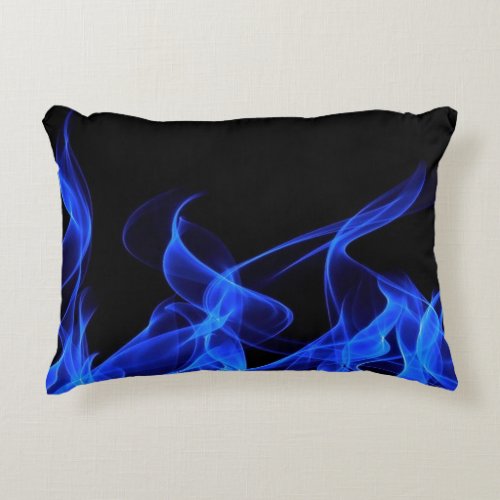AMAZING NICE BLUE FLAMES ACCENT PILLOW