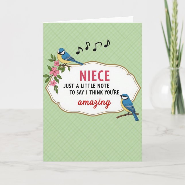Amazing Niece Floral Birds Card (Front)