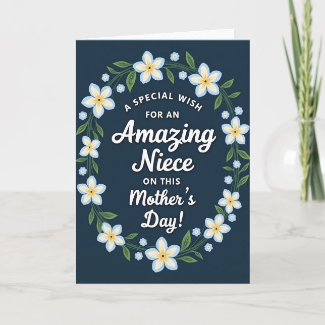 Amazing Niece Floral Leaves Card (Front)