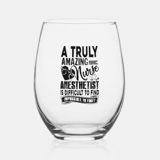 Amazing Nurse Anesthetist Shirt Stemless Wine Glass