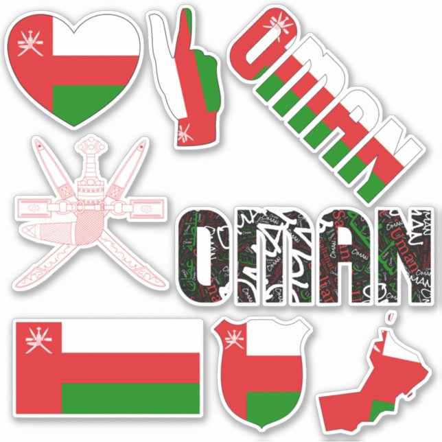 Amazing Oman Shapes National Symbols Sticker (Front)