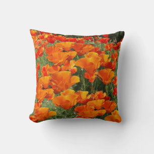 AMAZING ORANGE CALIFORNIA POPPIES ART THROW PILLOW