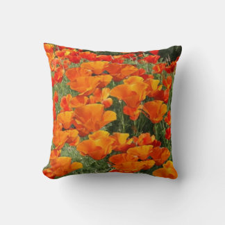 AMAZING ORANGE CALIFORNIA POPPIES ART THROW PILLOW