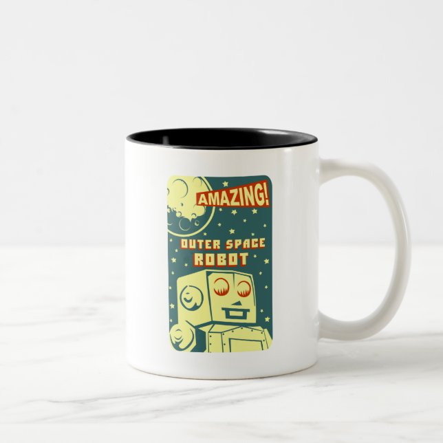 Amazing Outer Space Robot Two-Tone Coffee Mug (Right)