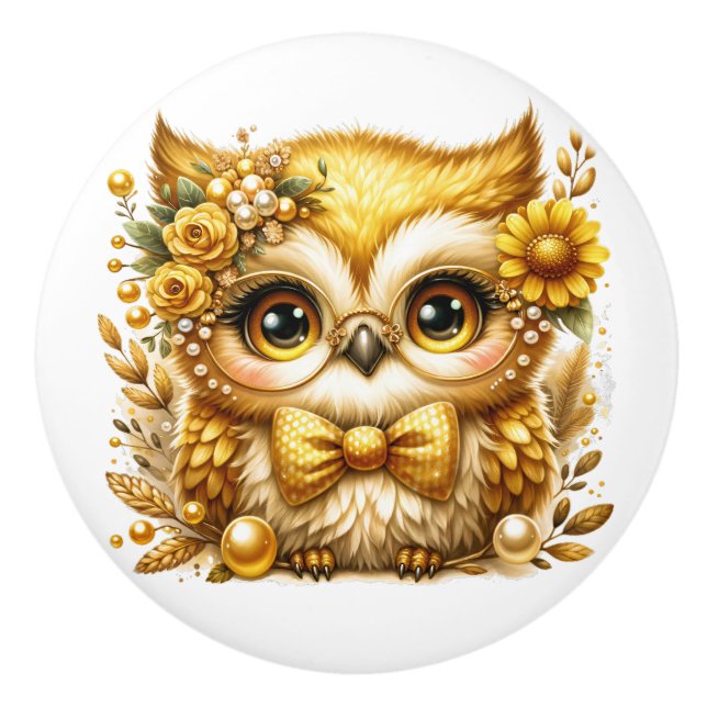 AMAZING OWLS - Read About Them -  Ceramic Knob (Front)