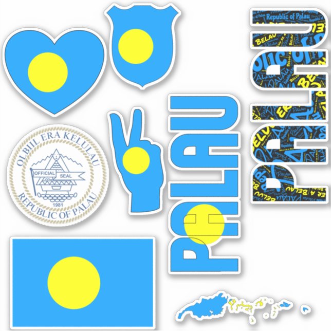 Amazing Palau Shapes National Symbols Sticker (Front)