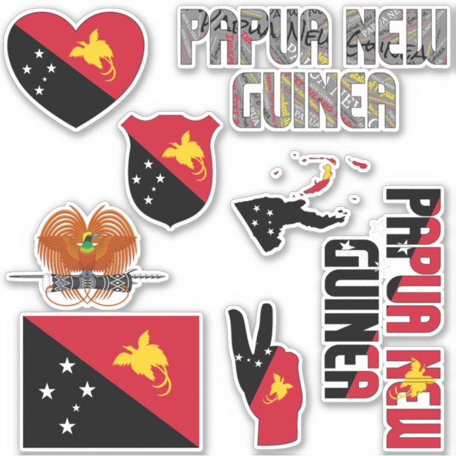 Amazing Papua New Guinea Shapes National Symbols Sticker (Front)