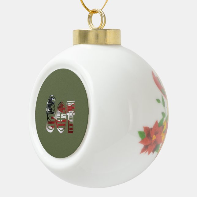 Amazing Patriotic Military Unique Ceramic Ball Christmas Ornament (Right)