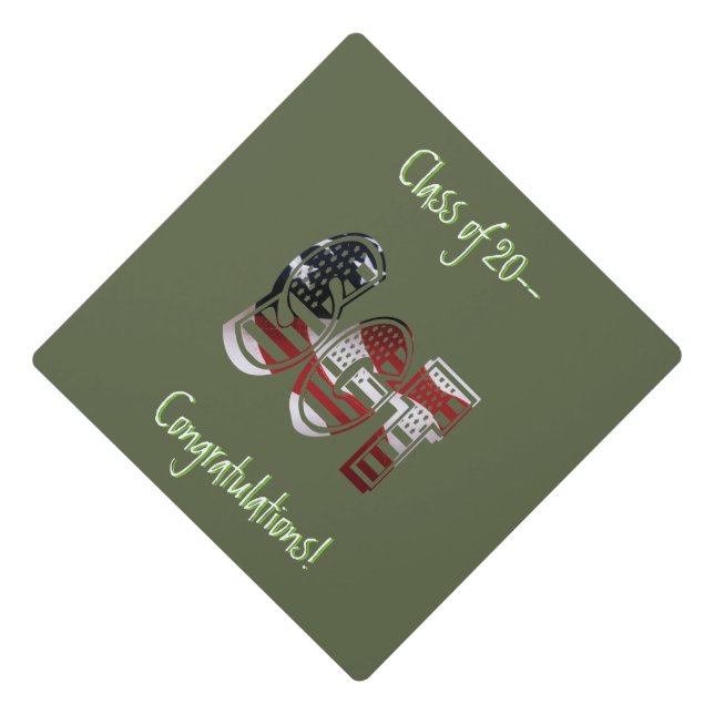 Amazing Patriotic Military Unique Graduation Cap Topper (Front)