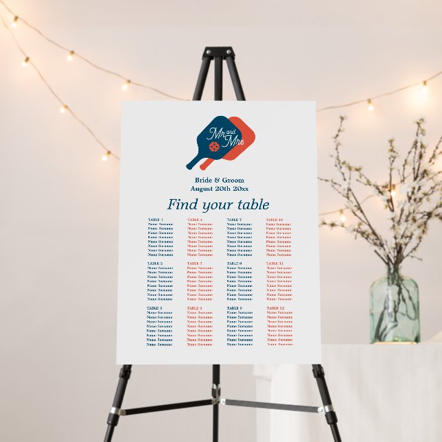 Amazing pickleball wedding seating chart foam board (In Situ (Stand))