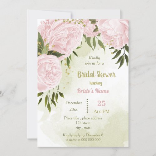  amazing pink flowers greenery bridal shower invitation