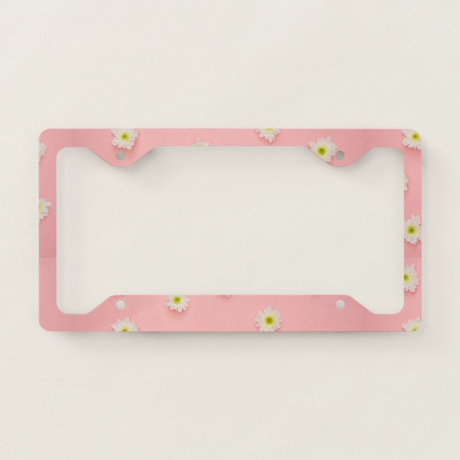 Amazing Pink Flowers License Plate Frame (Front)