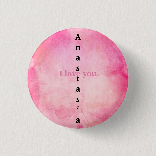 Amazing Pink Watercolor Button (Front)