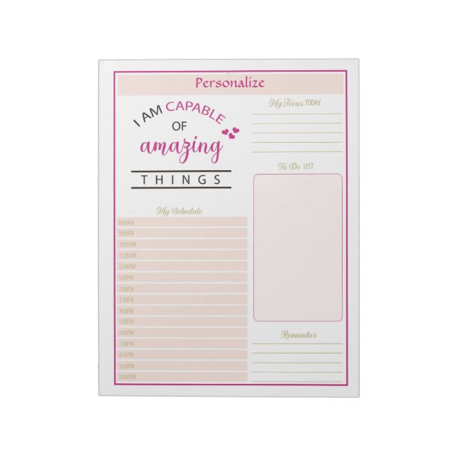 Amazing Positive Affirmation Quote Daily Planner Notepad (Rotated)