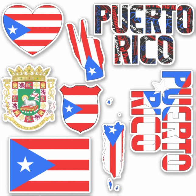 Amazing Puerto Rico Shapes National Symbols Sticker (Front)