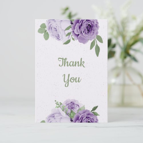 amazing purple flowers greenery botanical thank you card