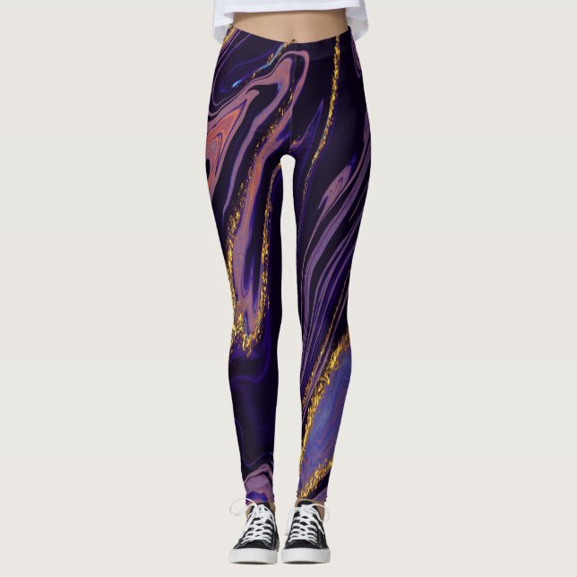 Amazing Purple MarbleLeggings Leggings (Front)