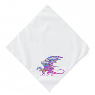 Amazing Purple Mosaic Dragon on white Bandana