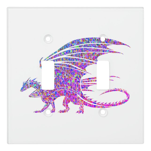 Amazing Purple Mosaic Dragon on white Light Switch Cover (Front)