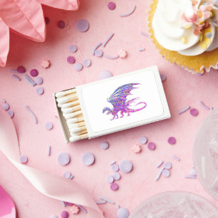 Amazing Purple Mosaic Dragon on white Matchboxes