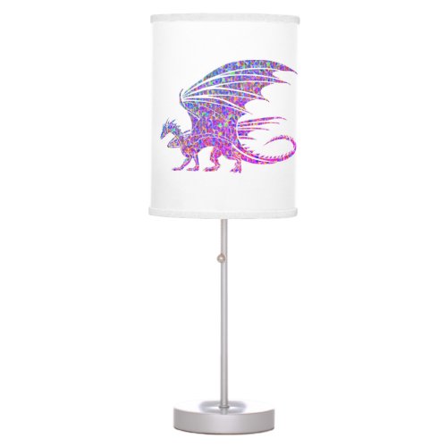 Amazing Purple Mosaic Dragon on white Table Lamp