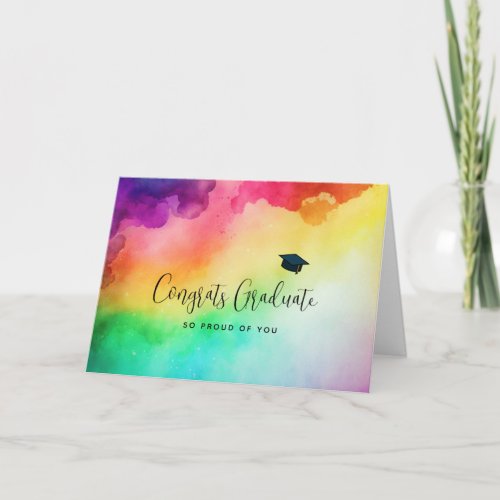 Amazing Rainbow Colors Abstract Design Graduation Card