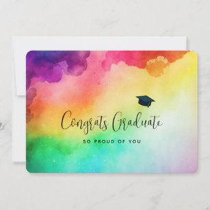 Amazing Rainbow Colors Abstract Design Graduation Card