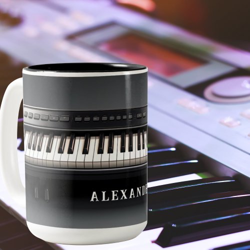 Amazing Realistic Piano Keyboard Two_Tone Coffee Mug