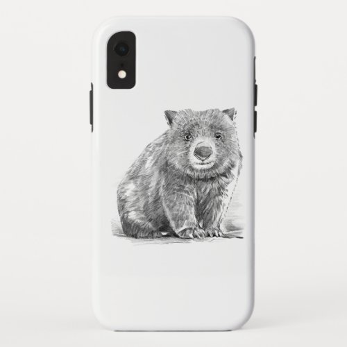 Amazing realistic wombat in pencil drawing style iPhone XR case