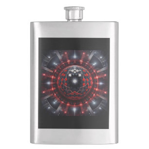 Amazing Red/Black Checkered Mandelbrot Starbursts Flask