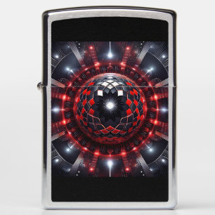Amazing Red/Black Checkered Mandelbrot Starbursts Zippo Lighter