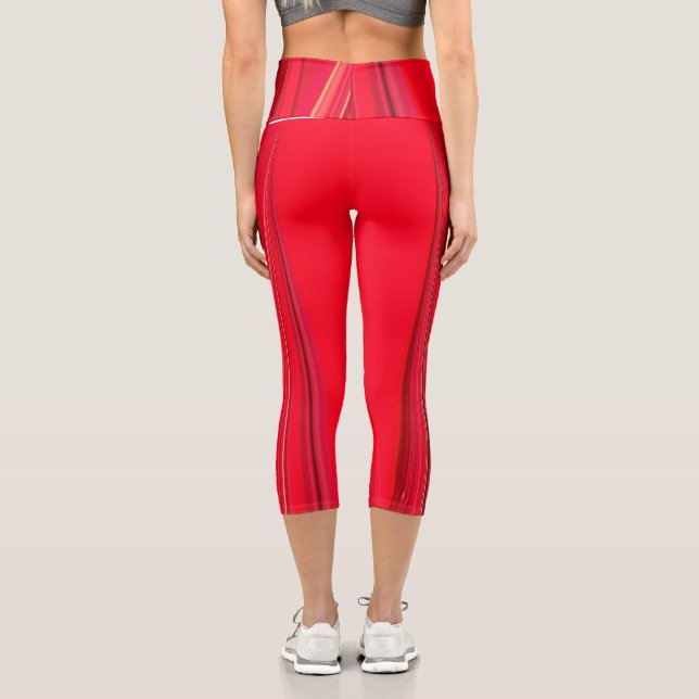 Amazing Red Summer Fashion Capri Leggings: Vibrant (Back)