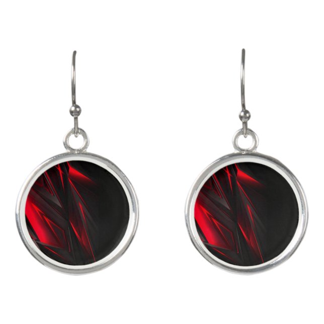 Amazing Red to the Point Abstract Design  Earrings (Front)