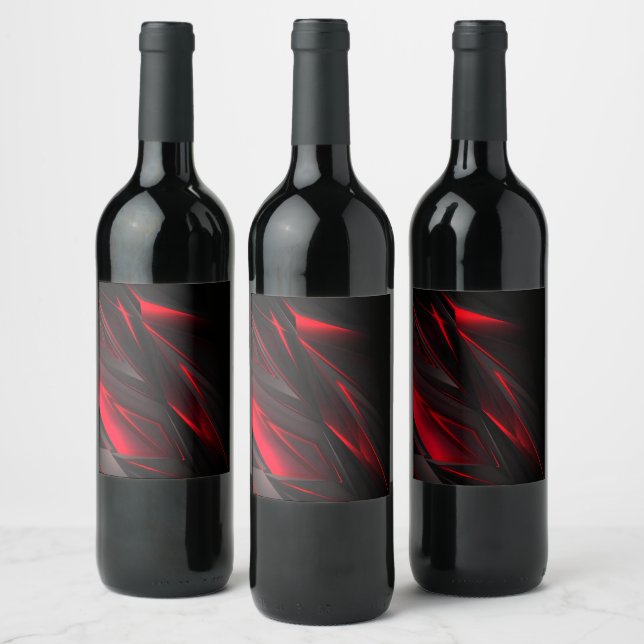Amazing Red to the Point Abstract Design  Wine Label (Bottles)