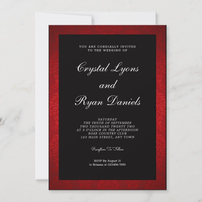 Amazing Retro Red and Black Wedding Invitation (Front)