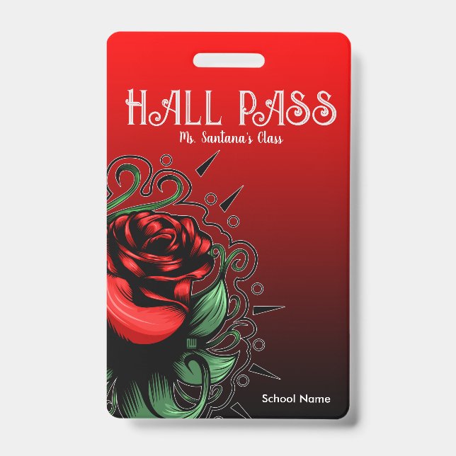 Amazing Rose Hall Pass Badge (Front)