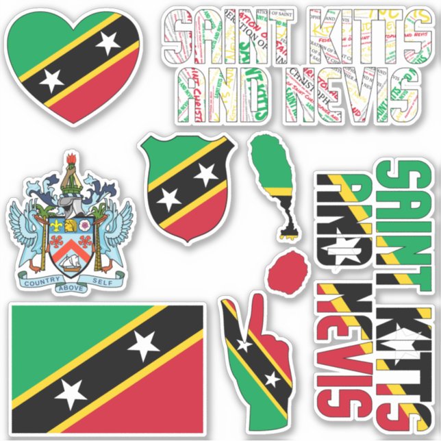 Amazing Saint Kitts and Nevis Shapes National Sticker (Front)